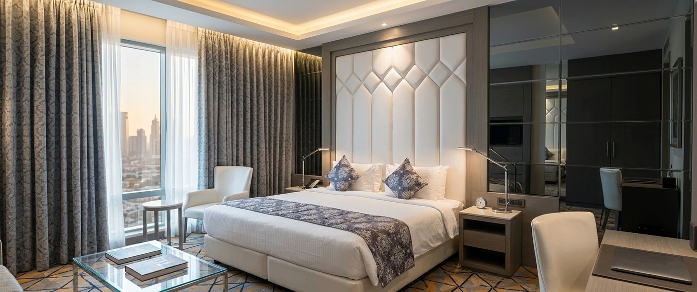 Professionally styled hotel room